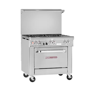 Southbend 4361D+FLAME FAILURE AND BATTERY Nat Gas 6 Burner 36 In Range