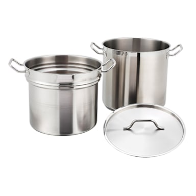 Winco SSDB-20 S/S 20 Quart Double Boiler Set with Cover