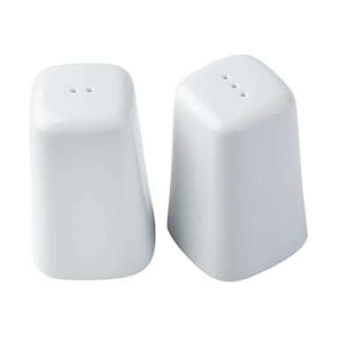 TableCraft 10950 White Melamine Square 1-1/4 Ounce S/P Shaker Set