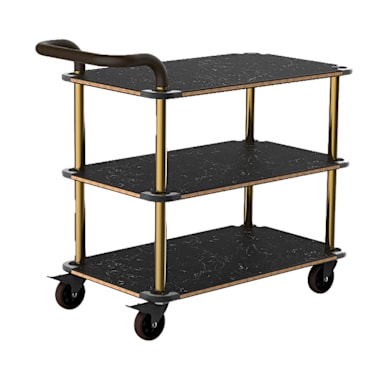 Steelite MGCRNX01MBXX 3-Shelf 41.5 x 21 x 36 Service Cart w/ S/S Frame