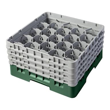 Cambro 20S800119 Green 20-Cmpt Glass Rack with 4 Extenders