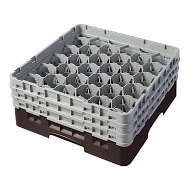 Cambro 30S638167 Brown 30-Cmpt Glass Rack with 3 Extenders