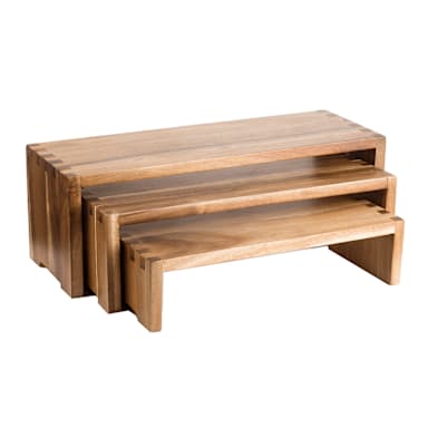 TableCraft RACA300 Acacia Cascade 3 Piece Nestin Riser Set