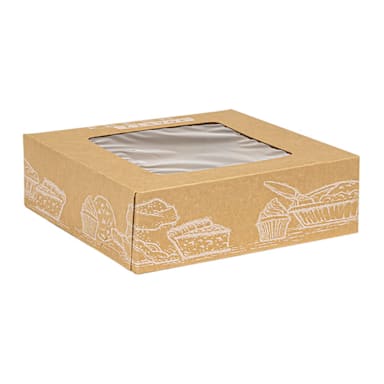 Inno-Pak 011000203-P Kraft 8 x 8 x 2.5 Pie Carton w/ Window