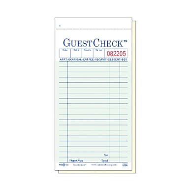 NCCO 108-50 Carbonless 2 Part 3.5 x 6.75 Guest Check