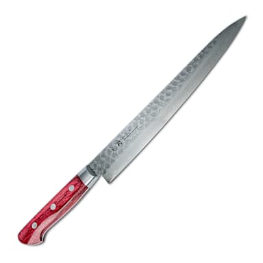 Korin HKR-TDSU-240 Red Tsuchime Damascus 9.4" Sujihiki Knife