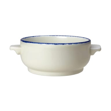 Steelite 1710B828 Blue Dapple 15 Oz. Soup Bowl Base w/ Handle - 6 / CS