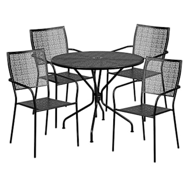 Belnick CO-35RD-02CHR4-BK-GG 5-Pc. Black Steel Patio Table Set
