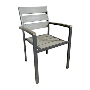 Just Chair PW80118A Grey Outdoor Stacking/Arm Chair
