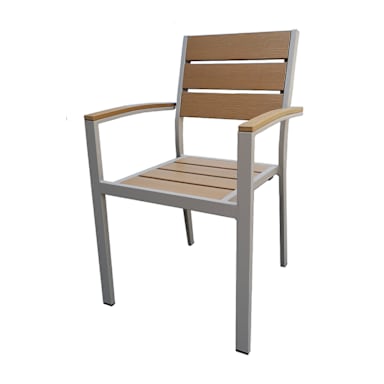 Just Chair PW80318A Tan Outdoor Stacking/Arm Chair