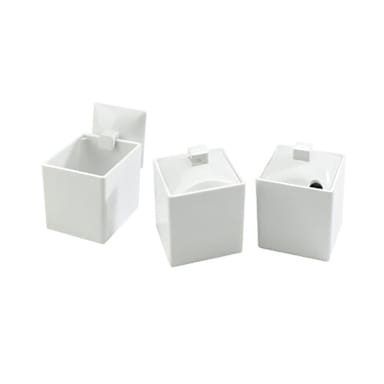 Cal-Mil C1432NL White Melamine Notched Lid f/ 4 x 4 Square Jar