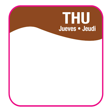 Darling Foodservice Brown Thursday 1 x 1 Square Day Label