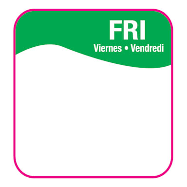 Darling Foodservice Green Friday 1 x 1 Square Day Label