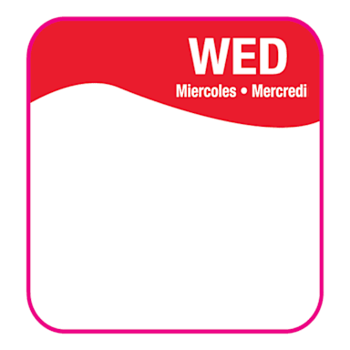 Darling Foodservice Red Wednesday 1 x 1 Square Day Label