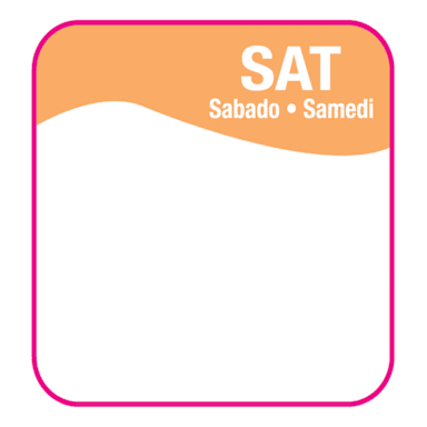 Darling Foodservice Orange Saturday 1 x 1 Square Day Label