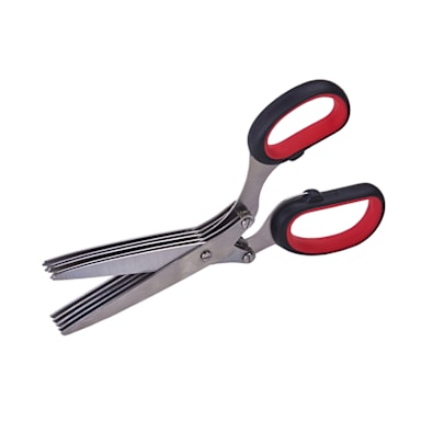 Winco KS-05 Black / Red 7.75" 5-Blade Herb Shears