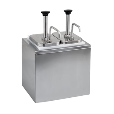 Winco PKTS-2D 2-Pump 3.5 qt. Countertop Condiment Dispenser Set