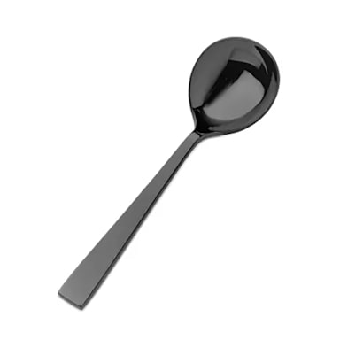 Bon Chef S3722BM Roman Matte Black 18/10 6.6" Soup Spoon - Dozen