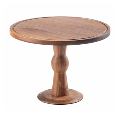 TableCraft 11442 Acacia Wood 12.5"Dia x 9"H Cake Stand