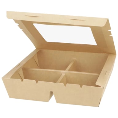 VerTerra VT-PBW-9X9-4C Paperboard 9 x 9 x 2 In. 4-Comp. Box - 100 /CS