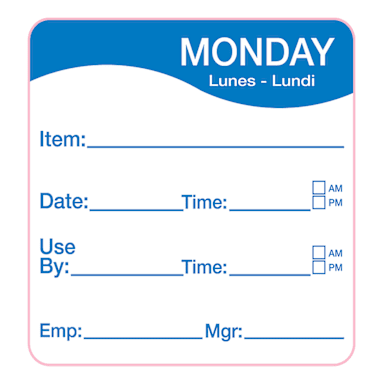 Darling Foodservice Blue Monday 2 x 2 Square Day Label