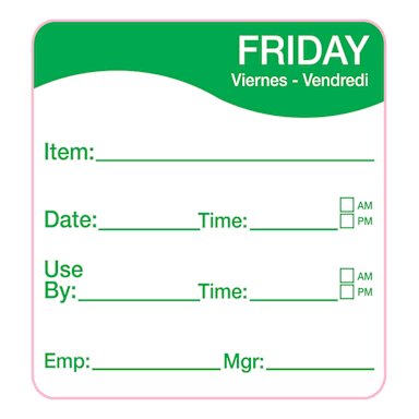 Darling Foodservice Green Friday 2 x 2 Square Day Label