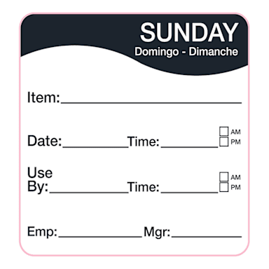 Darling Foodservice Black Sunday 2 x 2 Square Day Label