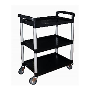 Darling Food Service Black 200 Lb Cap 3 Shelf Utility Cart