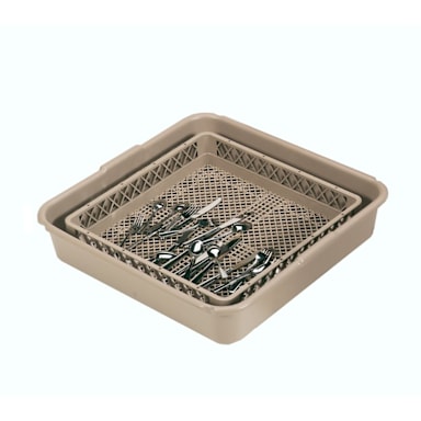 Vollrath 1397 Full Size Beige Flatware Soak Rack with Tub