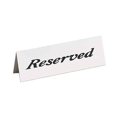 American Metalcraft 2600 White / Black Reserved 6 x 2" Table Sign