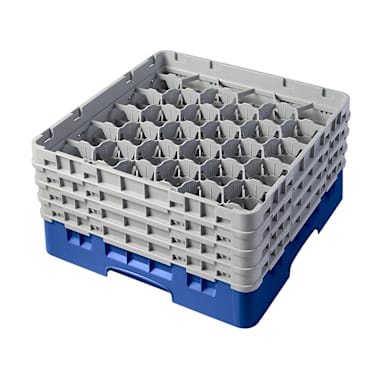 Cambro 30S800168 Blue 30-Cmpt Glass Rack with 4 Gray Extenders