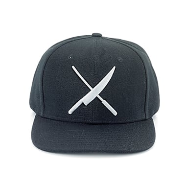 Mercer Culinary M60132BKW Black 6-Panel Snapback Cap with White Logo