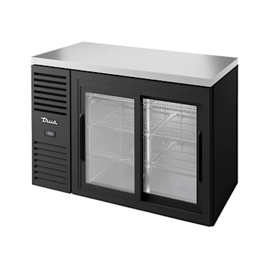 True Premier Bar TBR48-RISZ1-L-B-11-1 Black S/S 2-Sect Back Bar Cooler