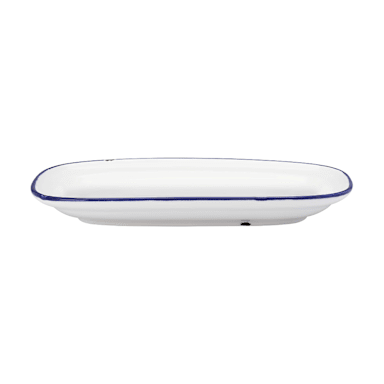 1880 Hospitality L2105008350 Luzerne Tin Tin White/Blue 10 x 6 Platter - 24/CS