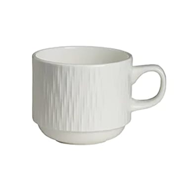 Folio 4422RF015 Lucia White Bone China 8 ounce Cup w/ Handle