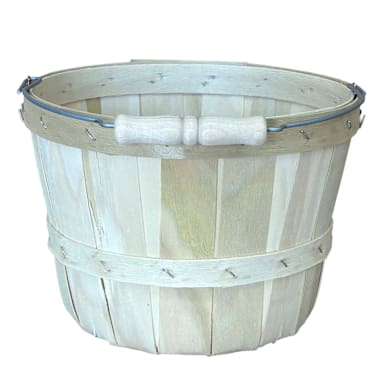 Darling Foodservice Natural Wood 8.5 x 6" 1/2 Peck Basket w/ Bail Handle