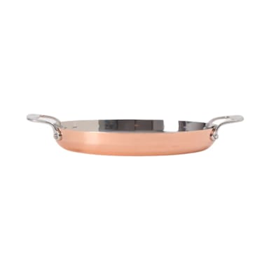 Tuxton China RRVS-140 Copper Triply 14" Oval Brazier Pan