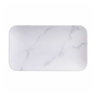 American Metalcraft MCP12MA White Marble 12 x 7 Rect Melamine Platter