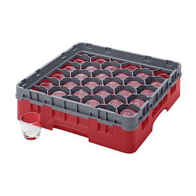 Cambro 30S318163 Red 30 Cmpt Glass Rack with 1 Extender - 5 / CS