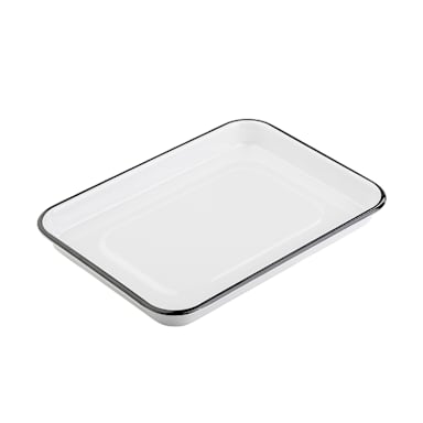 TableCraft 11669 1/4 Size White Melamine Serving Tray w/ Black Edge