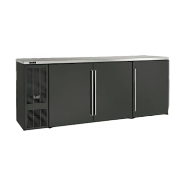 Perlick BBS84-BS-L-STK Black 3 Section 84"W Back Bar Refrigerator