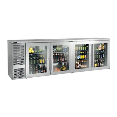 Perlick BBS108-SG-L-STK Glass 4-Sect. 108"W Back Bar Refrigerator