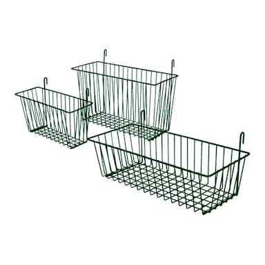 Darling Foodservice Green Epoxy Grid Mounted 13.5 x 5 x 7 Wire Basket