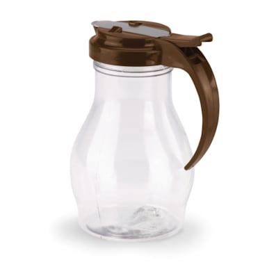Vollrath 1414-01 Clear 16 oz Polycarbonate Syrup Jar w/ Brown Lid