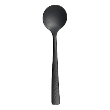 Varick 5736SX002 Malcolm Hammered Black 6.5 in. Bouillon Spoon - Dozen