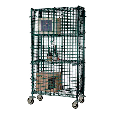 Darling Foodservice Green Mobile 3 Shelf 24 x 48 x 63 in Security Cage
