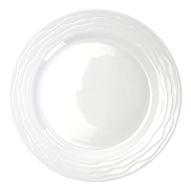 Int'l Tableware WA-8 Wave Bright White Porcelain 9 in. Plate