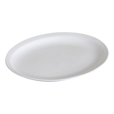 Darling Foodservice Bright White Narrow Rim 13-1/2 x 10 Oval Platter