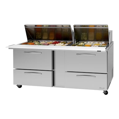 Turbo Air PST-72-30-D4-N S/S 2-Section Sandwich/Salad Prep Table
