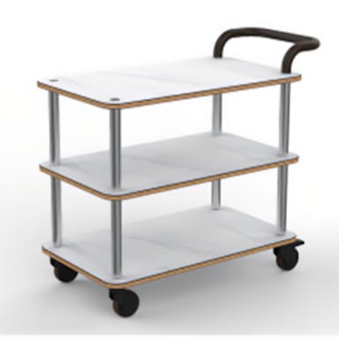 Steelite MGCRNX01CSXX White Rollin Service Cart w/ Leather Handle